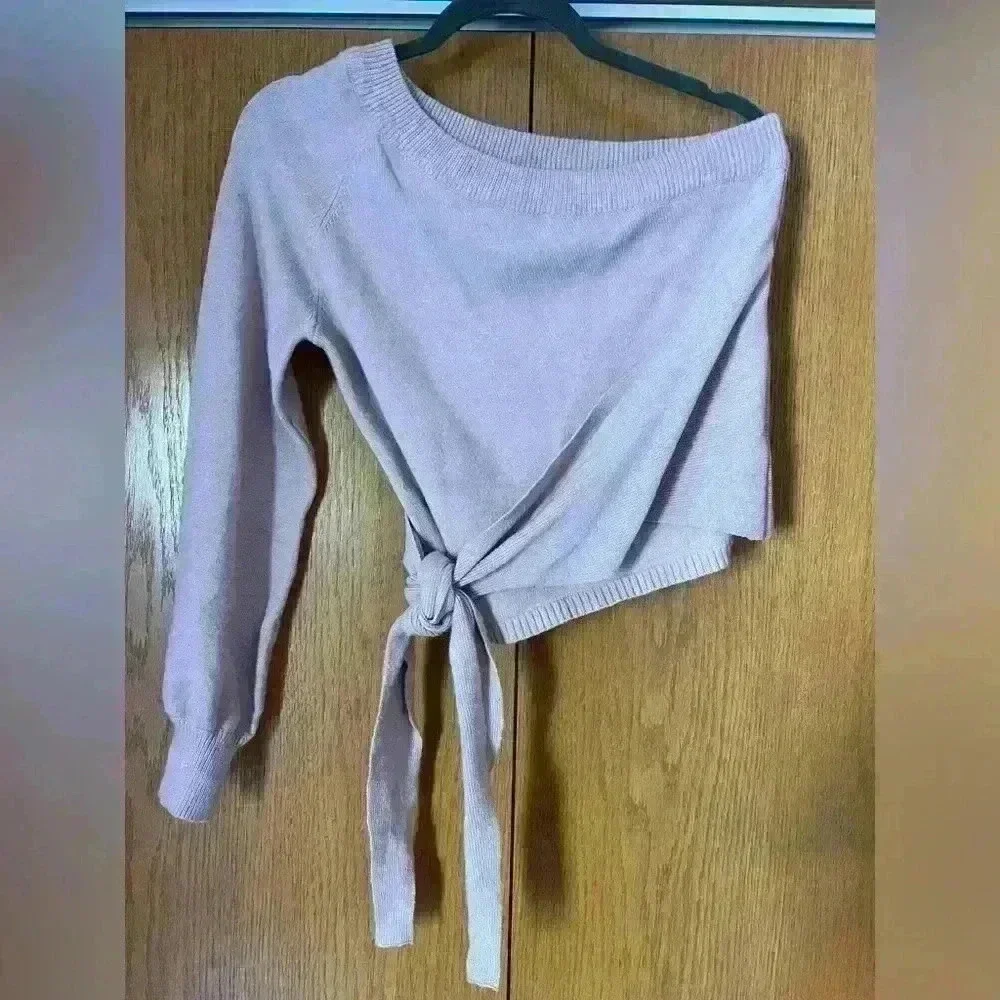 ASTR The label One shoulder faux wrap sweater XL